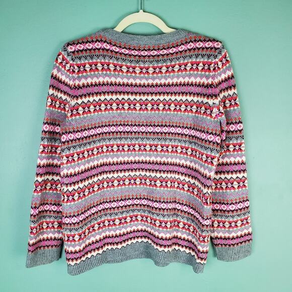 Talbots Fair Isle Crew Neck Lambswool Sweater Size MP - Picture 2 of 5